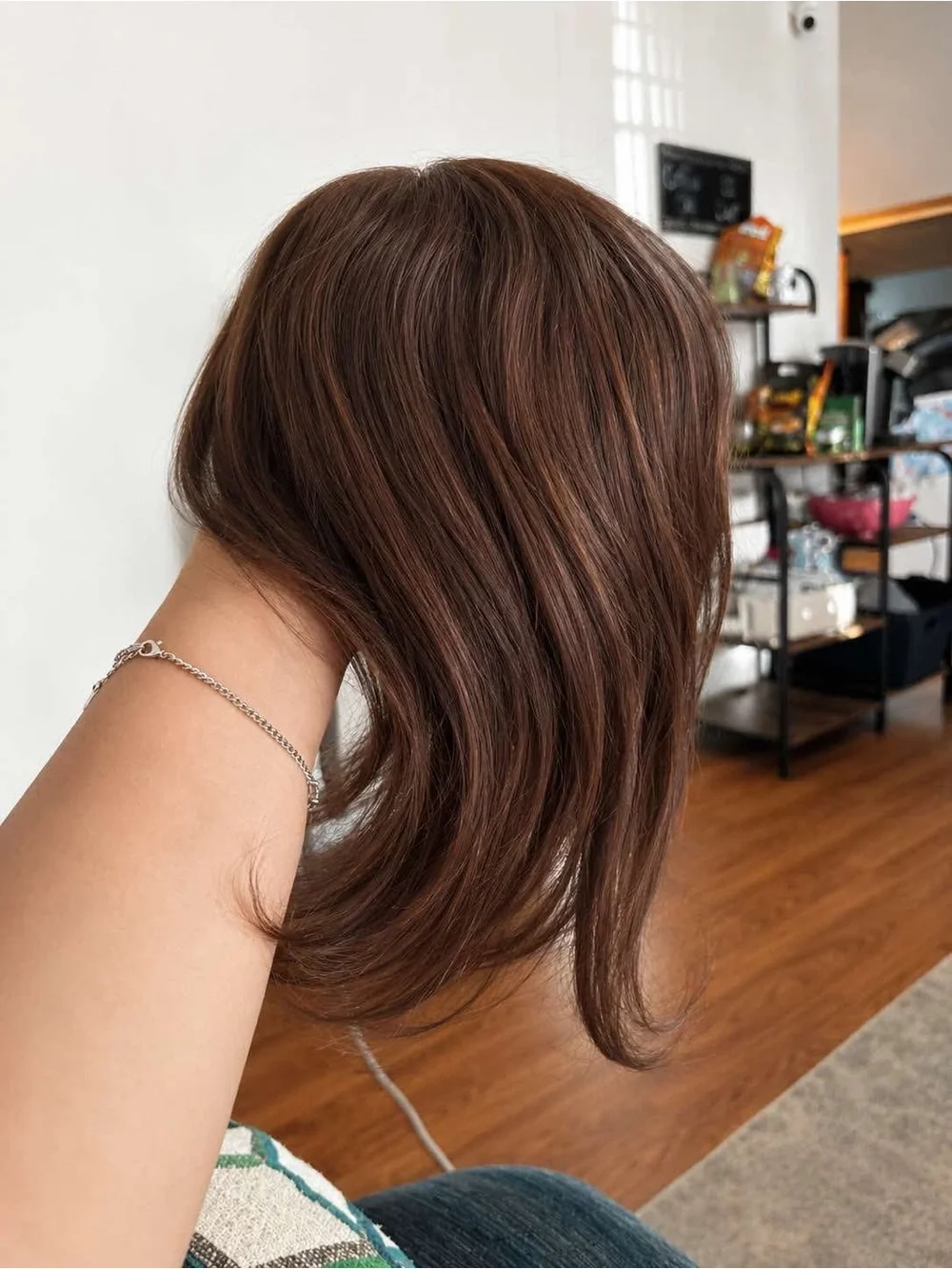 100 % real human hair topper chest nut color